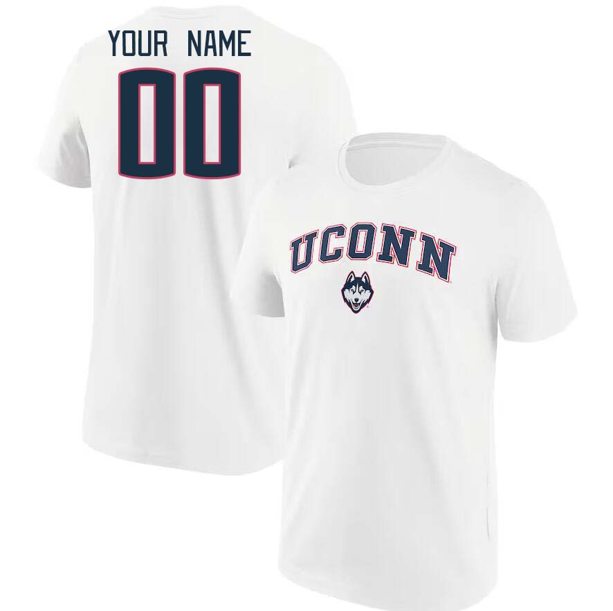 Custom Uconn Huskies Name And Number College Tshirt-White